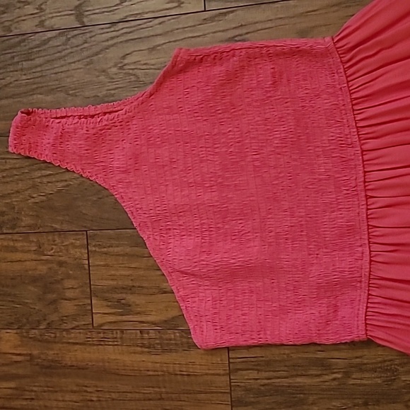 ZCSIA Women's Coral Pink One Shoulder Maxi Tiered Dress - Size Medium - Picture 2 of 10